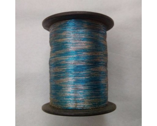 BLUE & SILVER - Spool of Shiny Metallic Thread Yarn - For Crochet Sewing Embroidery Handwork Artwork Jewelry